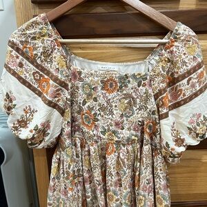 Floral Midi Dress with Puff Sleeves